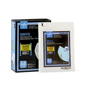 Medline Qwick Nonadhesive Wound Dressings with Aquaconductive Technology - Qwick Nonadhesive Dressing with Aquaconductive Technology, 2" x 2" - MSC5822