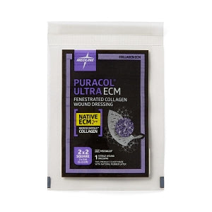 Medline Puracol Ultra Extracellular Matrix (ECM) Collagen Wound Dressing - Puracol Ultra Extracellular Matrix (ECM) Fenestrated Collagen Wound Dressing, 2"x2" - MSC8822F