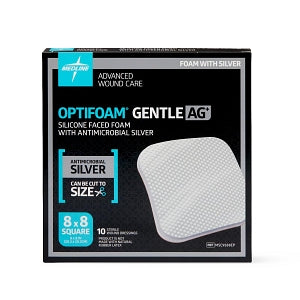 Medline Optifoam Gentle Silicone and Antimicrobial Silver Foam Dressin — Grayline Medical Medline Optifoam Gentle Silicone and Antimicrobial Silver Foam Dressin — Grayline Medical