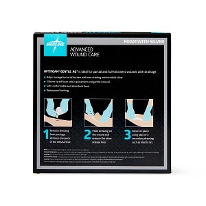Medline Optifoam Gentle Silicone and Antimicrobial Silver Foam Dressings - Optifoam Gentle Silicone-Faced Foam Dressing with Antimicrobial Silver, 8" x 8", in Educational Packaging - MSC9588EP