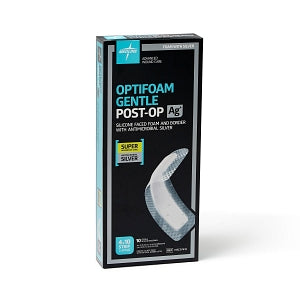 Medline Optifoam Gentle AG+ Post-Op Foam Dressings - Optifoam Gentle AG+ Post-Op Foam Dressing, 4" x 10" - MSC97410