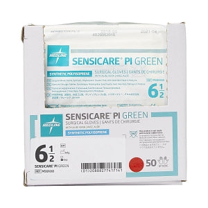 Medline SensiCare PI Green Surgical Gloves - SensiCare PI Green Powder-Free Surgical Gloves, Size 6.5 - MSG9265