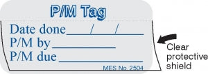 MES Inc P / M Tag Label with Laminate Shield - Label with Laminate Shield, 1" x 2", 150/Roll - 2504