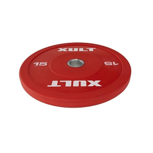Johnson Health Tech XULT Economy Weight Bumper Plates - XULT Economy Rubber Bumper Plate, Red, 15 lb. - XT-15RUBR-BP-ECO