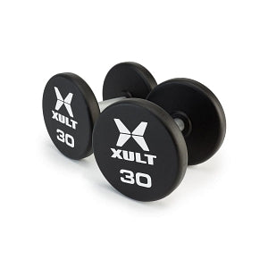 Johnson Health Tech XULT Urethane Round Dumbbells - XULT Urethane Round Dumbbell Set, Black Plus, 175 lb. - XT-155SETURE-RND-P