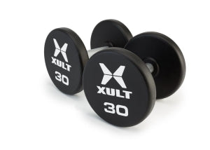 Johnson Health Tech XULT Urethane Round Dumbbells - XULT Urethane Round Dumbbell Pair, Black Plus, 5 lb. - XT-005URE-RND-P