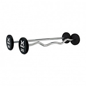 Johnson Health Tech XULT Urethane EZ-Curl Barbells - XULT Urethane EZ-Curl Barbell, Black, 30 lb. - XT-030URE-BBEZ