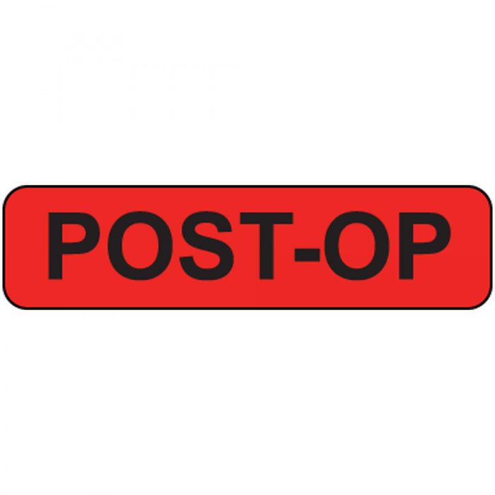 Label Paper Permanent Post-Op 1" Core 1 1/4" X 5/16" Fl. Red 760 Per Roll