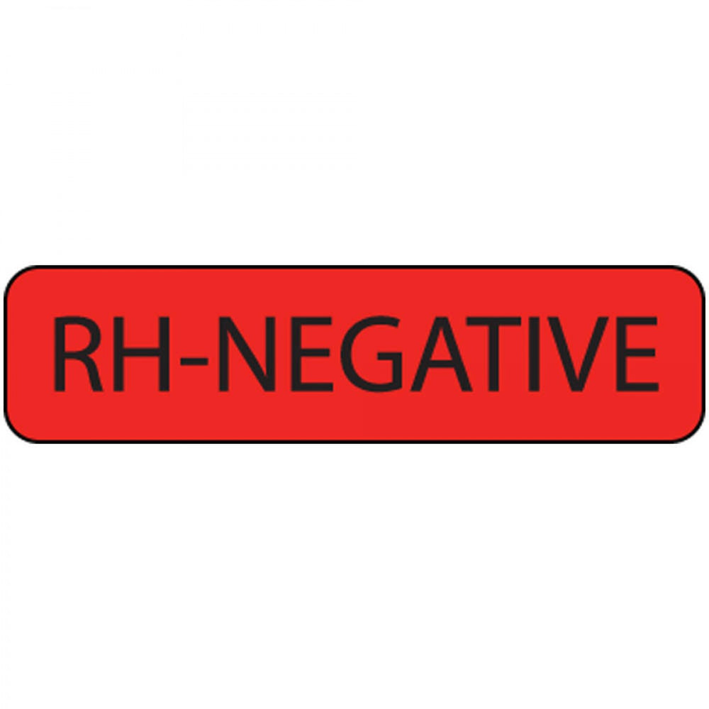 Label Paper Permanent Rh-Negative 1" Core 1 1/4" X 5/16" Fl. Red 760 Per Roll