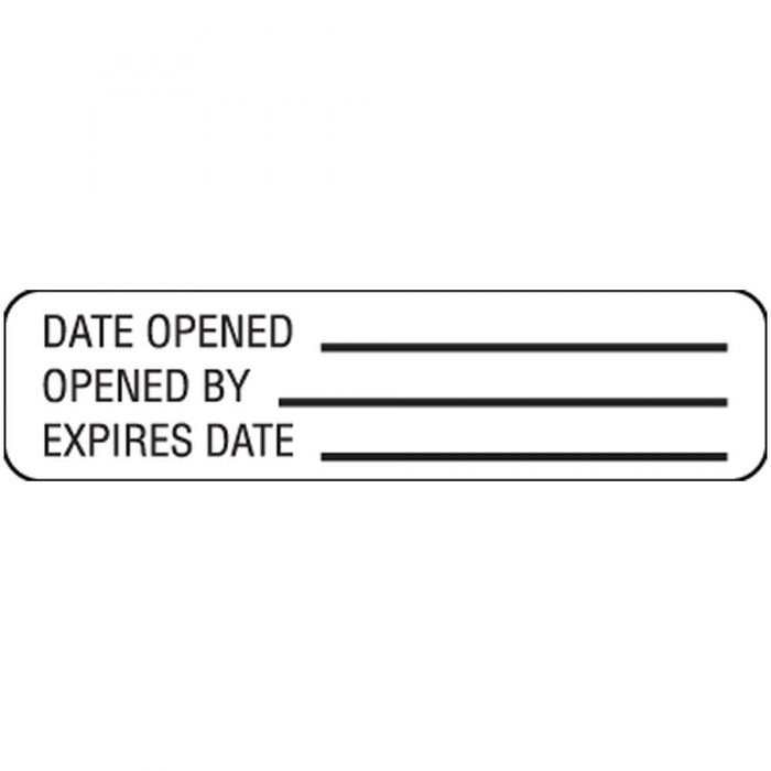 Label Paper Removable Date Opened Opened By 1" Core 1 1/4" X 5/16" White 760 Per Roll