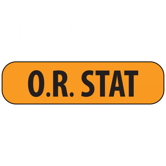 Label Paper Removable O.R. Stat 1" Core 1 7/16" X 3/8" Fl. Orange 666 Per Roll