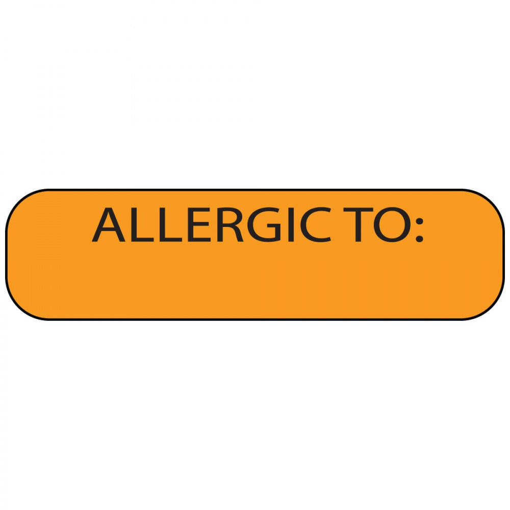 Label Paper Removable Allergic To: 1" Core 1 7/16" X 3/8" Fl. Orange 666 Per Roll