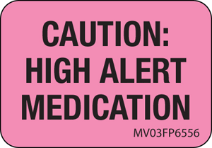 Label Paper Removable Caution: High Alert 1" Core 1 7/16" X 1 Fl. Pink 666 Per Roll