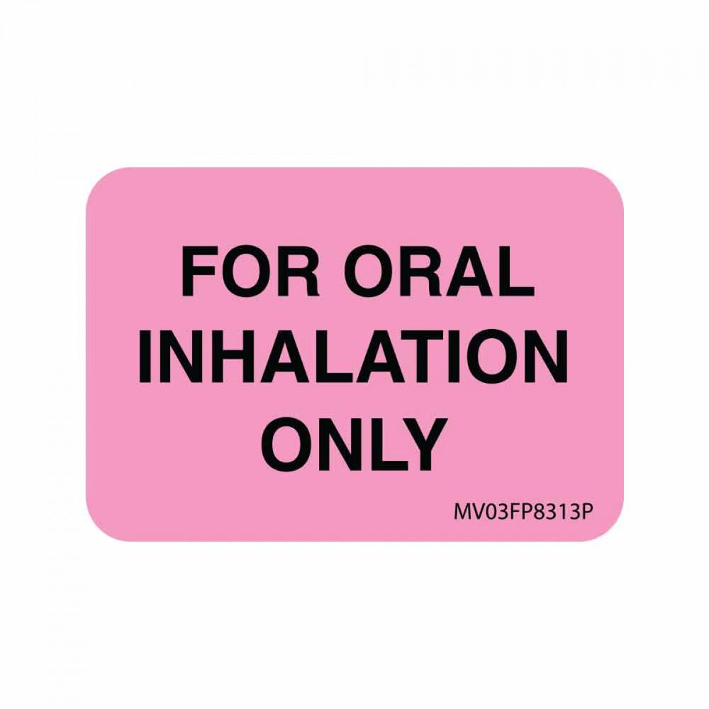 Label Paper Permanent For Oral Inhalation 1" Core 1 7/16" X 1 Fl. Pink 666 Per Roll