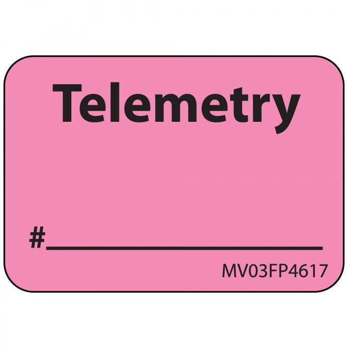 Label Paper Removable Telemetry # 1" Core 1 7/16" X 1 Fl. Pink 666 Per Roll