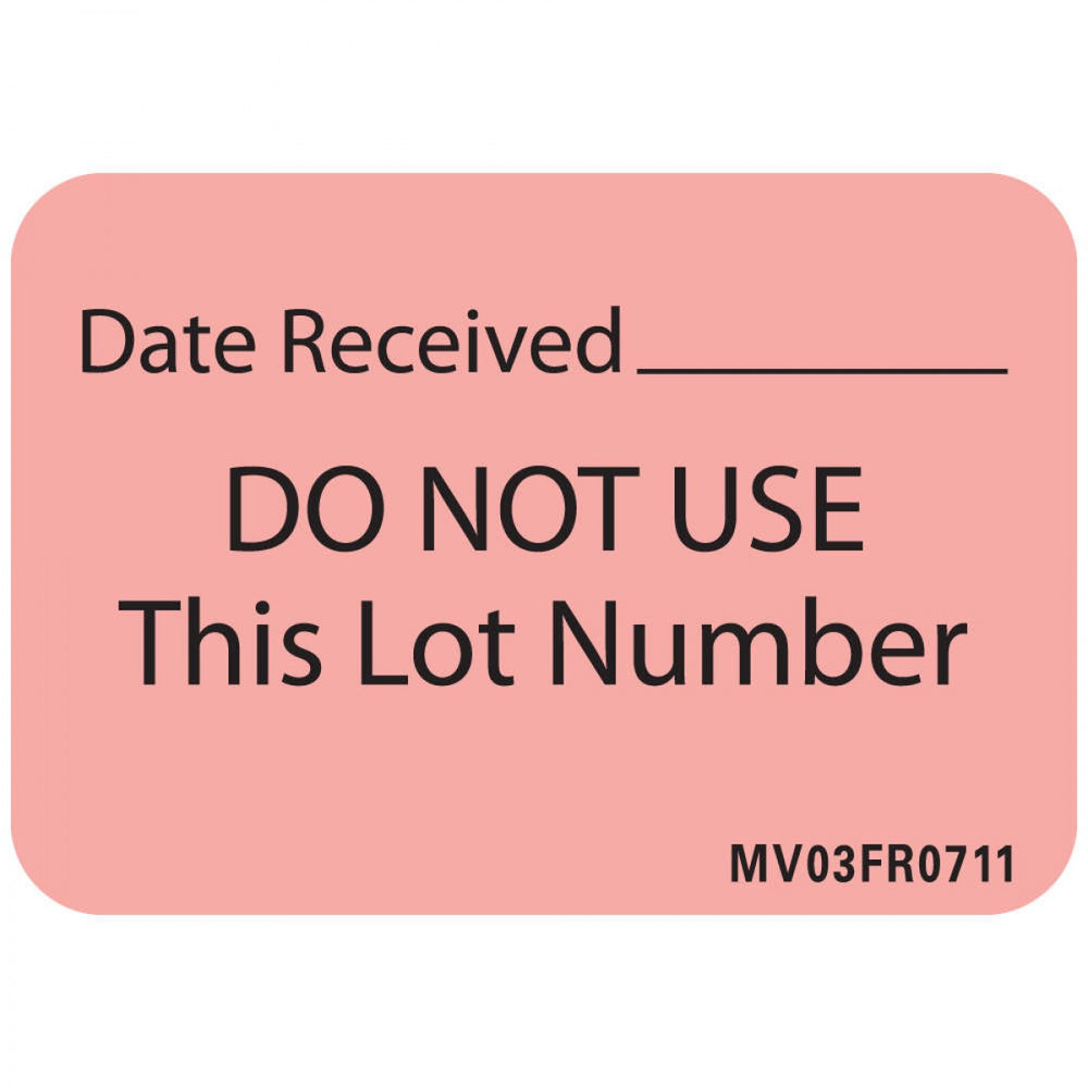 Label Paper Permanent Date Received 1" Core 1 7/16" X 1 Fl. Red 666 Per Roll