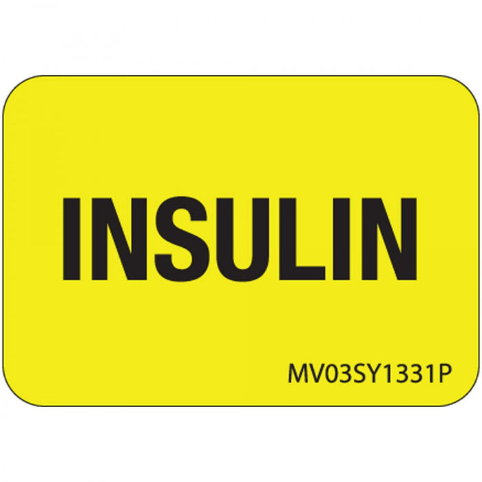Label Paper Permanent Insulin 1" Core 1 7/16" X 1 Yellow 666 Per Roll
