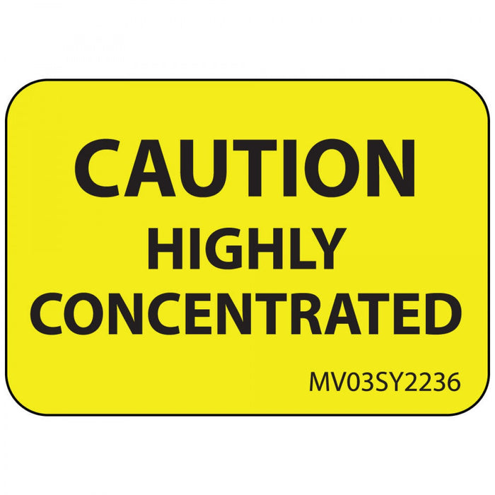 Label Paper Permanent Caution Highly 1" Core 1 7/16" X 1 Yellow 666 Per Roll