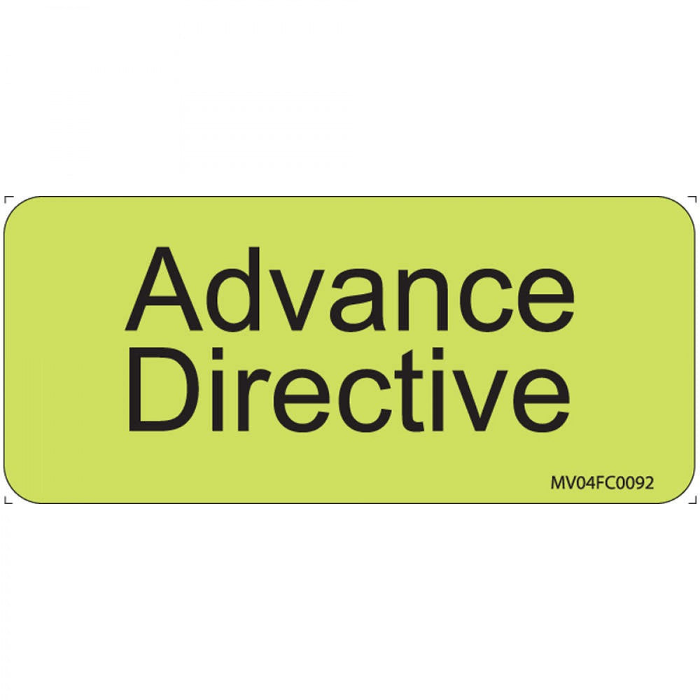 Label Paper Removable Advance Directive 1" Core 2 1/4" X 1 Fl. Chartreuse 420 Per Roll