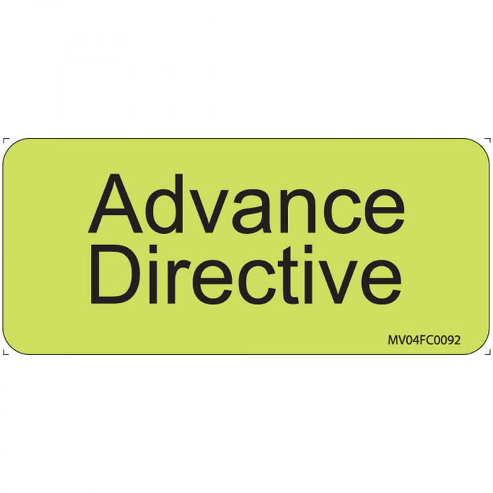 Label Paper Removable Advance Directive 1" Core 2 1/4" X 1 Fl. Chartreuse 420 Per Roll