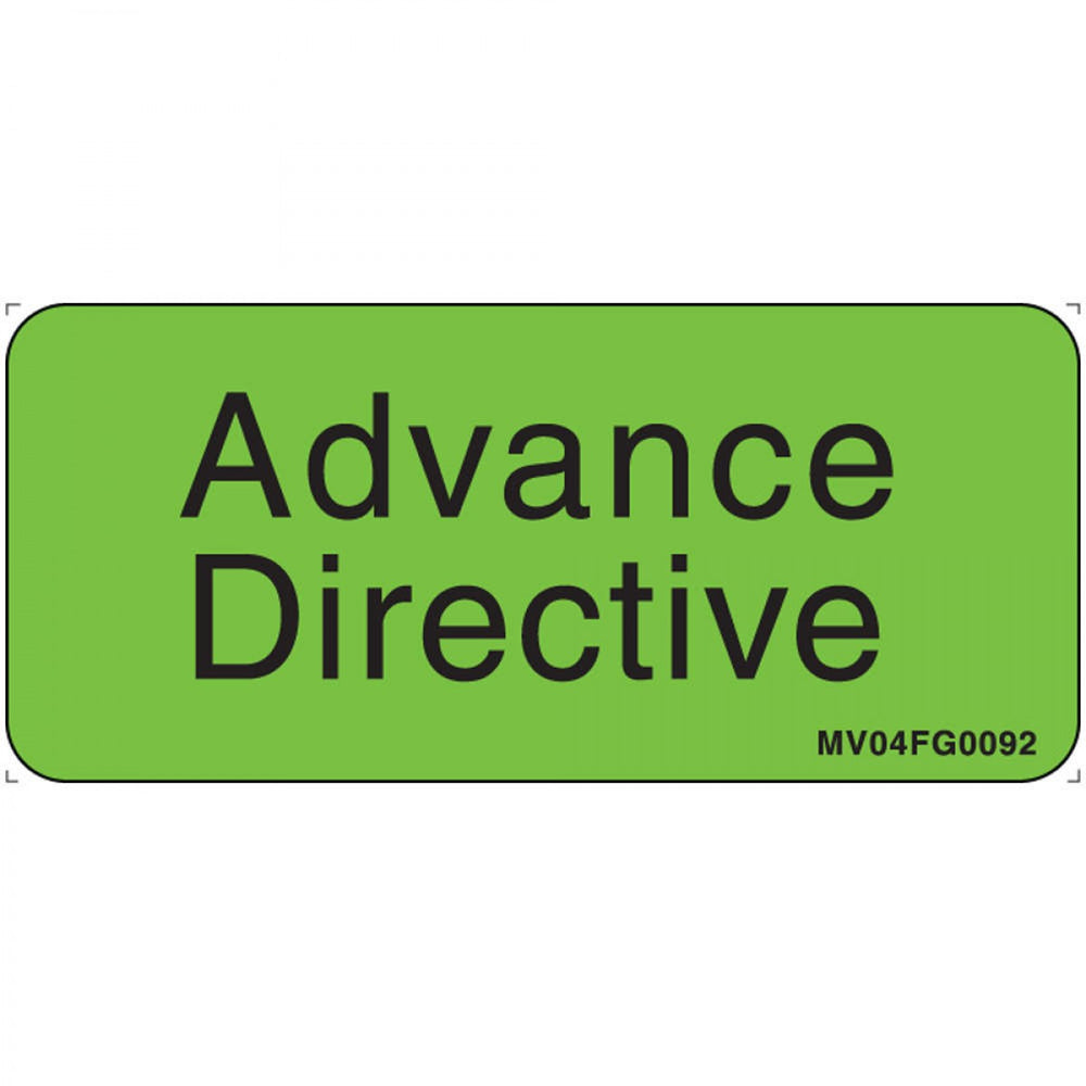 Label Paper Removable Advance Directive 1" Core 2 1/4" X 1 Fl. Green 420 Per Roll