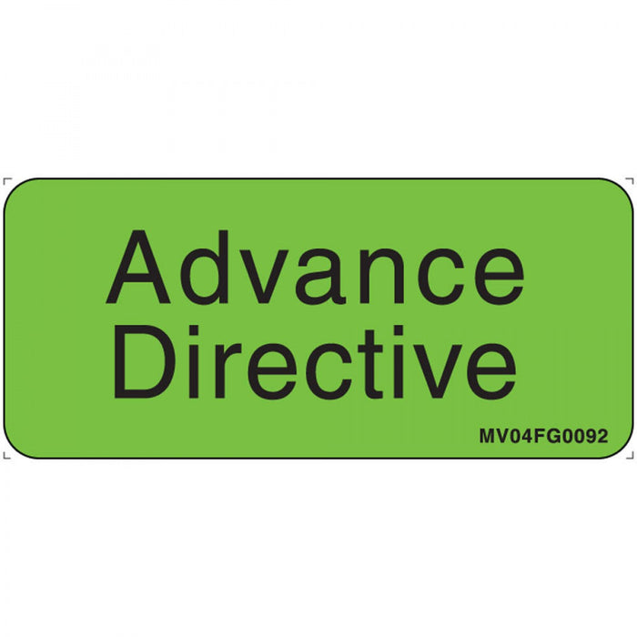 Label Paper Removable Advance Directive 1" Core 2 1/4" X 1 Fl. Green 420 Per Roll