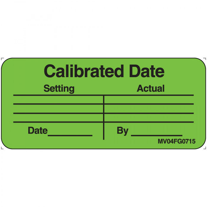 Label Paper Removable Calibrated Date 1" Core 2 1/4" X 1 Fl. Green 420 Per Roll