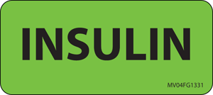 Label Paper Removable Insulin 1" Core 2 1/4" X 1 Fl. Green 420 Per Roll