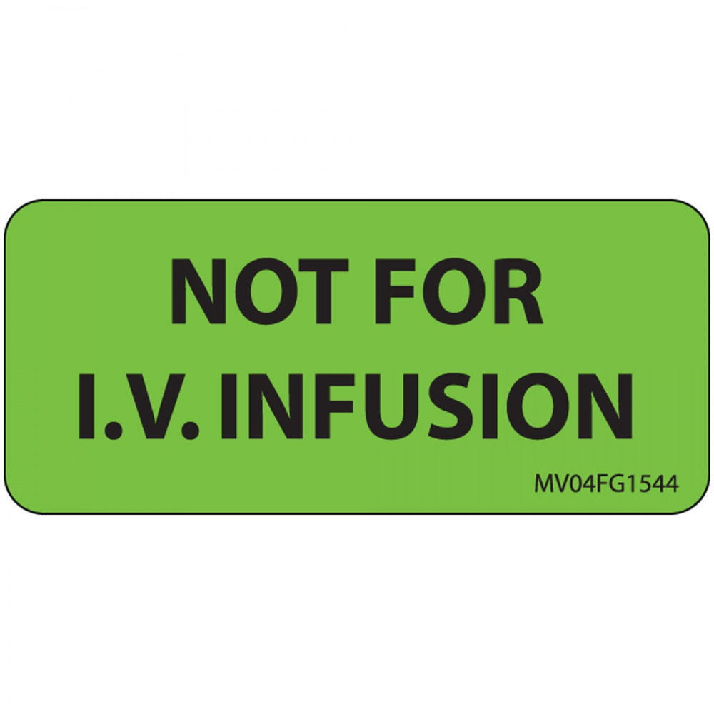 Label Paper Removable Not For I.V. 1" Core 2 1/4" X 1 Fl. Green 420 Per Roll