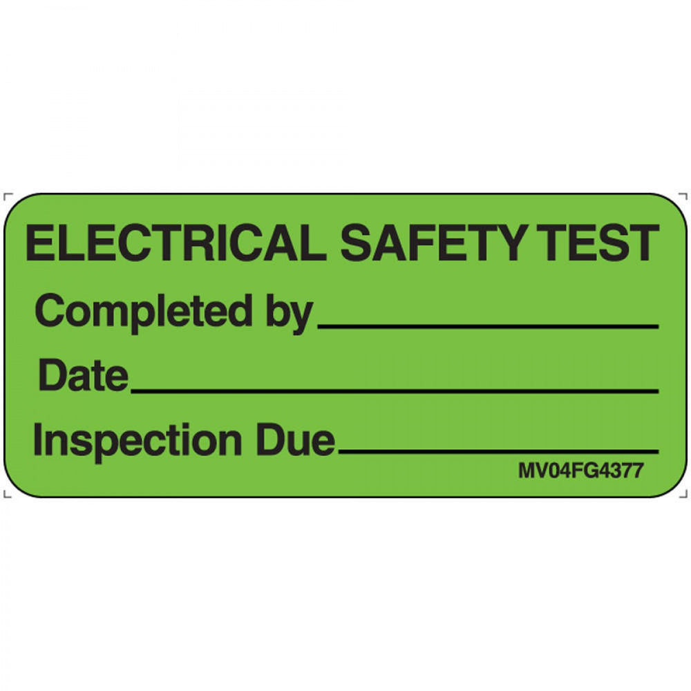 Label Paper Removable Electrical Safety 1" Core 2 1/4" X 1 Fl. Green 420 Per Roll