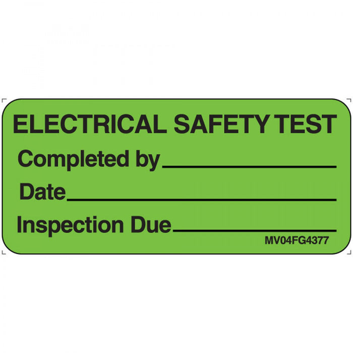 Label Paper Removable Electrical Safety 1" Core 2 1/4" X 1 Fl. Green 420 Per Roll