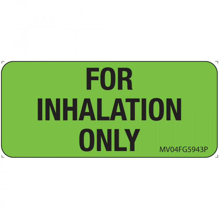 Label Paper Permanent For Inhalation Only 1" Core 2 1/4" X 1 Fl. Green 420 Per Roll