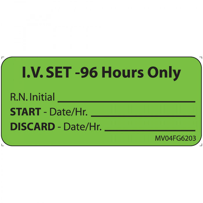 Label Paper Removable I.V. Set- 96 1" Core 2 1/4" X 1 Fl. Green 420 Per Roll
