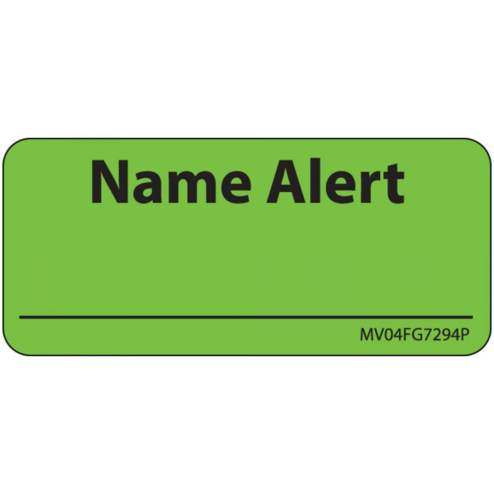 Label Paper Removable Name Alert 1" Core 2 1/4" X 1 Fl. Green 420 Per Roll