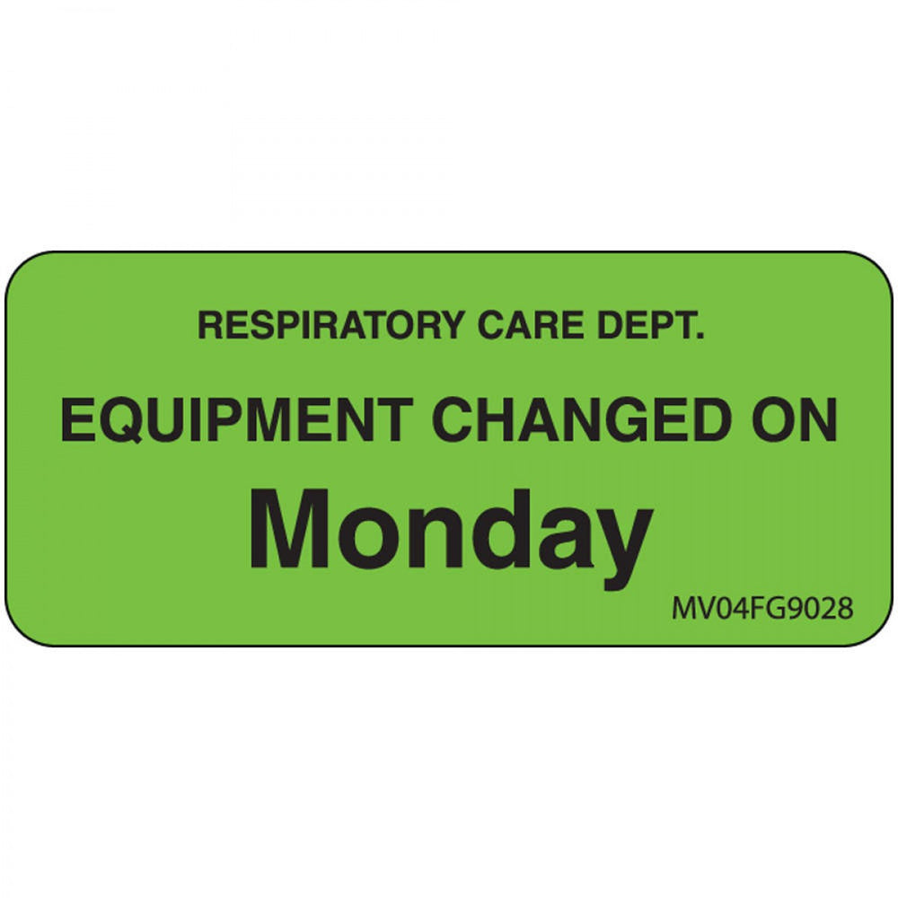 Label Paper Removable Respiratory Care 1" Core 2 1/4" X 1 Fl. Green 420 Per Roll