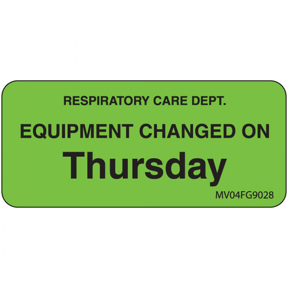Label Paper Removable Respiratory Care 1" Core 2 1/4" X 1 Fl. Green 420 Per Roll