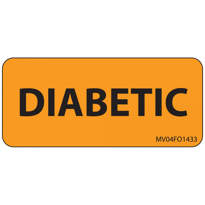 Label Paper Removable Diabetic 1" Core 2 1/4" X 1 Fl. Orange 420 Per Roll