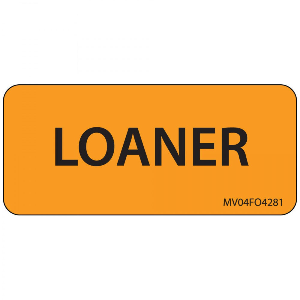 Label Paper Removable Loaner 1" Core 2 1/4" X 1 Fl. Orange 420 Per Roll
