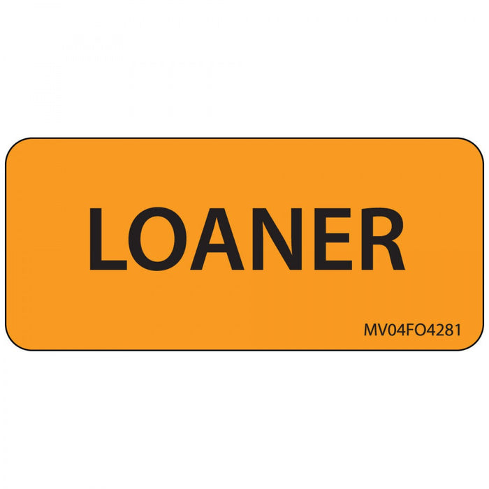 Label Paper Removable Loaner 1" Core 2 1/4" X 1 Fl. Orange 420 Per Roll