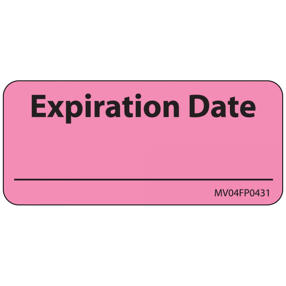 Label Paper Removable Expiration Date 1" Core 2 1/4" X 1 Fl. Pink 420 Per Roll