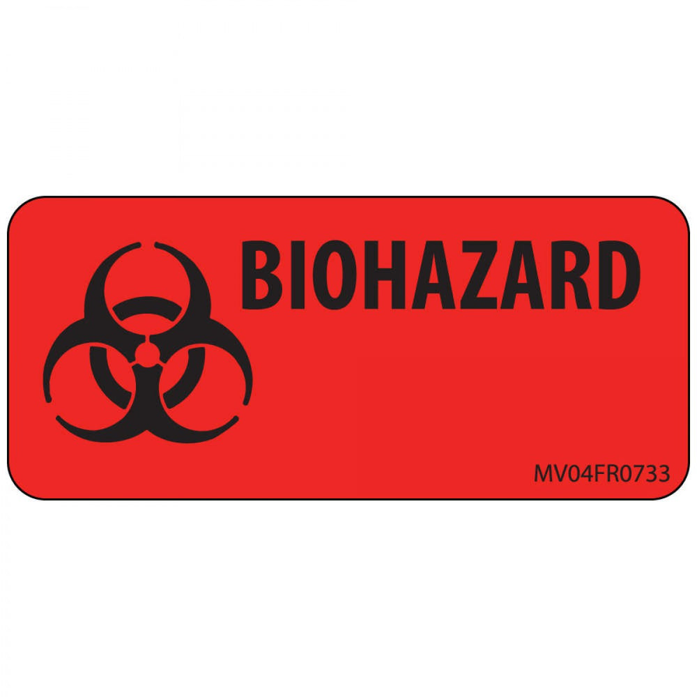 Label Paper Permanent Biohazard 1" Core 2 1/4" X 1 Fl. Red 420 Per Roll