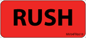 Label Paper Permanent Rush 1" Core 2 1/4" X 1 Fl. Red 420 Per Roll