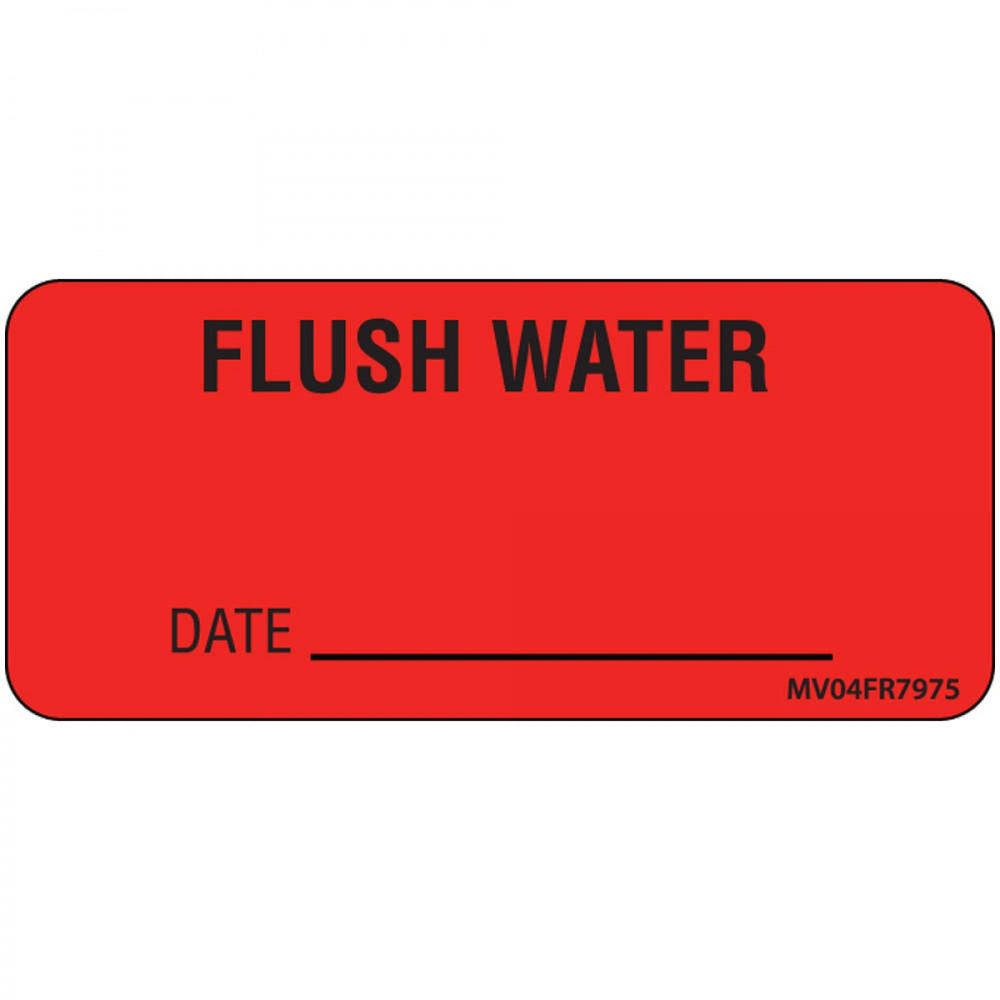 Label Paper Permanent Flush Water 1" Core 2 1/4" X 1 Fl. Red 420 Per Roll
