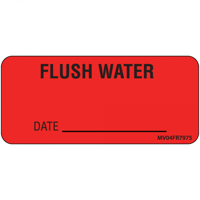Label Paper Permanent Flush Water 1" Core 2 1/4" X 1 Fl. Red 420 Per Roll