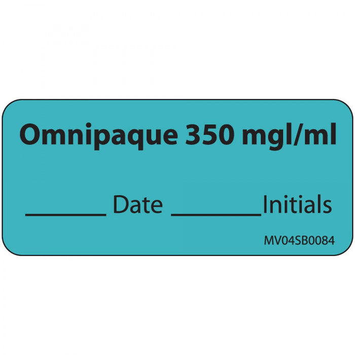 Label Paper Removable Omnipaque 350 Mgl/Ml 1" Core 2 1/4" X 1 Blue 420 Per Roll