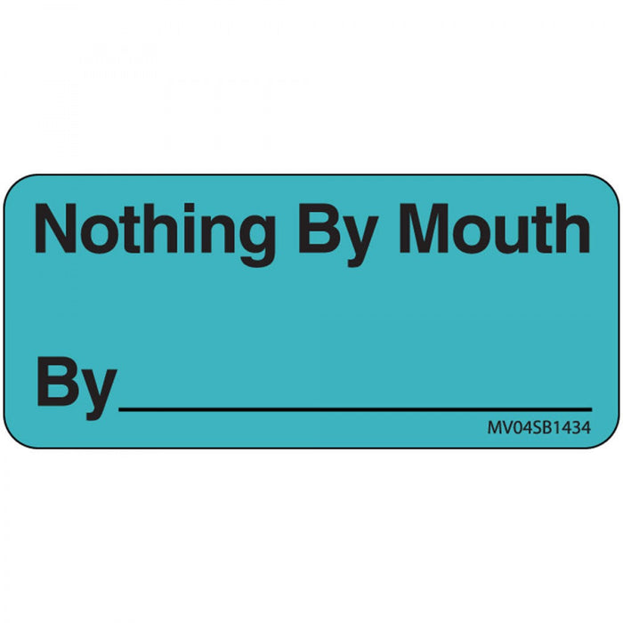 Label Paper Removable Nothing By Mouth 1" Core 2 1/4" X 1 Blue 420 Per Roll