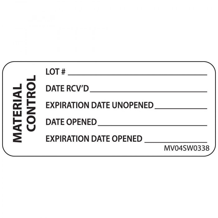 Label Paper Removable Material Control 1" Core 2 1/4" X 1 White 420 Per Roll