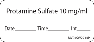 Label Paper Permanent Protamine Sulfate 1