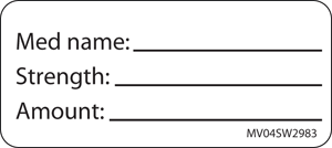 Label Paper Removable Med Name: Strength: 1" Core 2 1/4" X 1 White 420 Per Roll