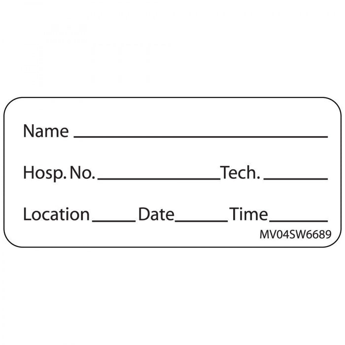 Label Paper Removable Name Hosp. No. Tech. 1" Core 2 1/4" X 1 White 420 Per Roll
